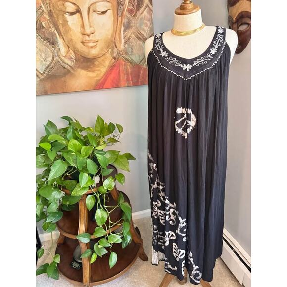 Vintage Bohemian Tie Dye Hearts Summer Sun Dress - Picture 2 of 7